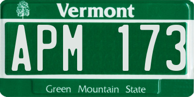 VT license plate APM173