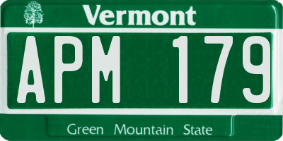 VT license plate APM179