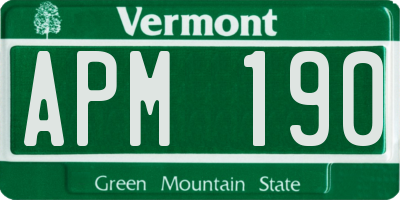 VT license plate APM190