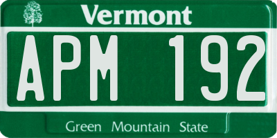 VT license plate APM192