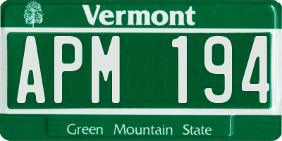 VT license plate APM194