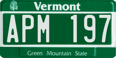 VT license plate APM197