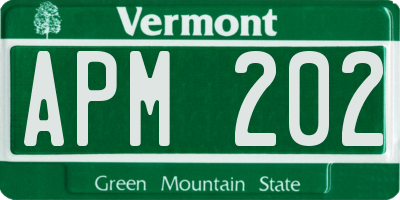 VT license plate APM202