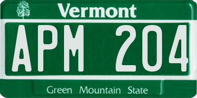 VT license plate APM204