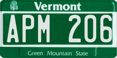 VT license plate APM206