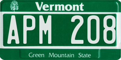 VT license plate APM208