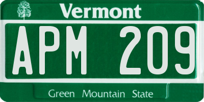 VT license plate APM209