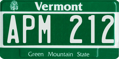 VT license plate APM212