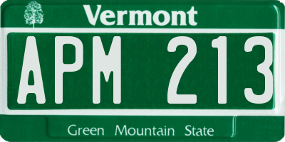 VT license plate APM213