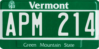 VT license plate APM214