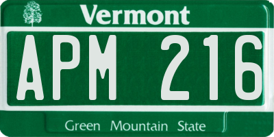 VT license plate APM216