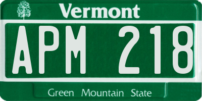 VT license plate APM218