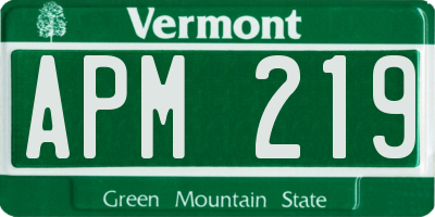 VT license plate APM219