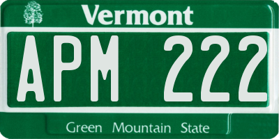 VT license plate APM222
