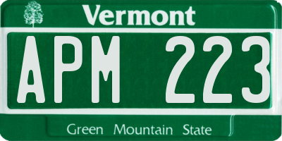 VT license plate APM223