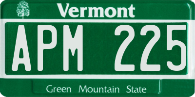 VT license plate APM225