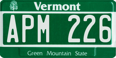 VT license plate APM226