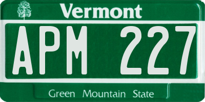 VT license plate APM227
