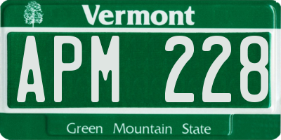 VT license plate APM228