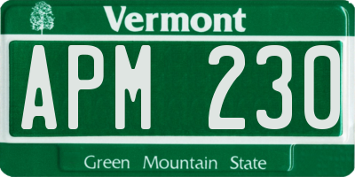 VT license plate APM230