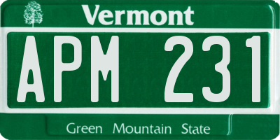VT license plate APM231