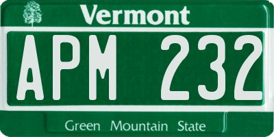 VT license plate APM232