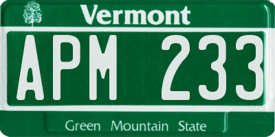 VT license plate APM233