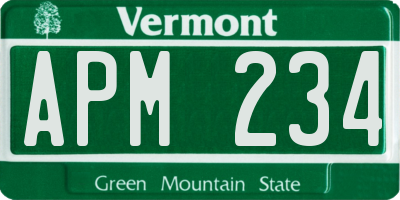 VT license plate APM234