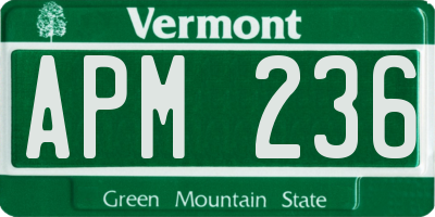 VT license plate APM236