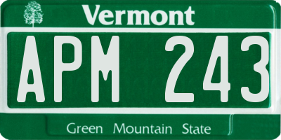 VT license plate APM243