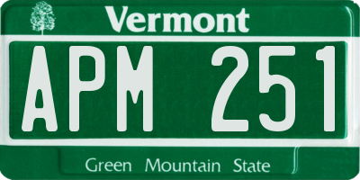 VT license plate APM251
