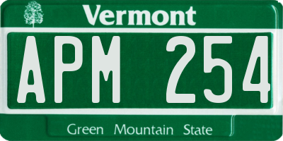 VT license plate APM254