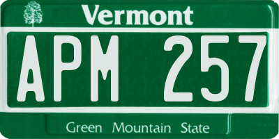 VT license plate APM257