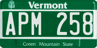 VT license plate APM258