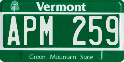 VT license plate APM259