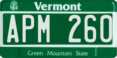 VT license plate APM260