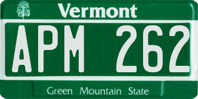 VT license plate APM262