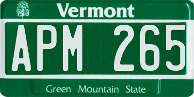 VT license plate APM265