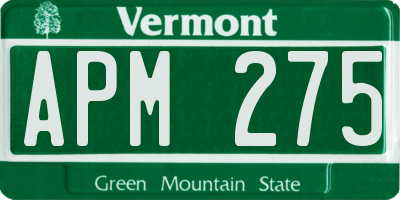 VT license plate APM275