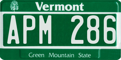 VT license plate APM286
