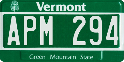 VT license plate APM294
