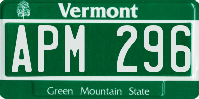 VT license plate APM296