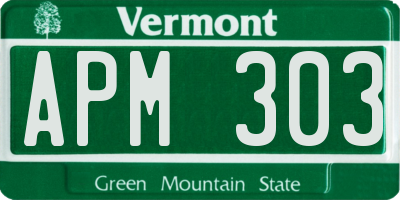 VT license plate APM303