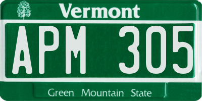 VT license plate APM305