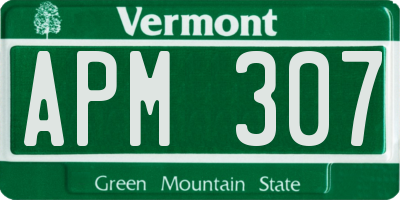 VT license plate APM307