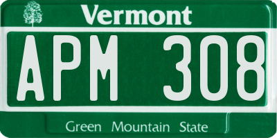 VT license plate APM308