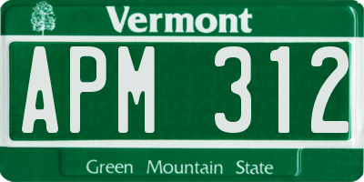 VT license plate APM312
