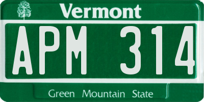 VT license plate APM314