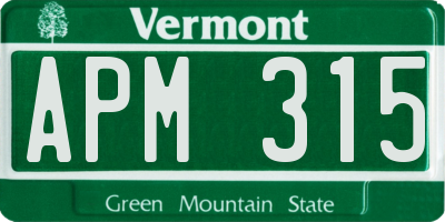 VT license plate APM315