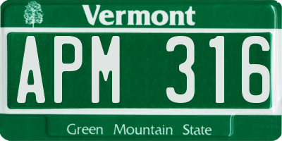 VT license plate APM316